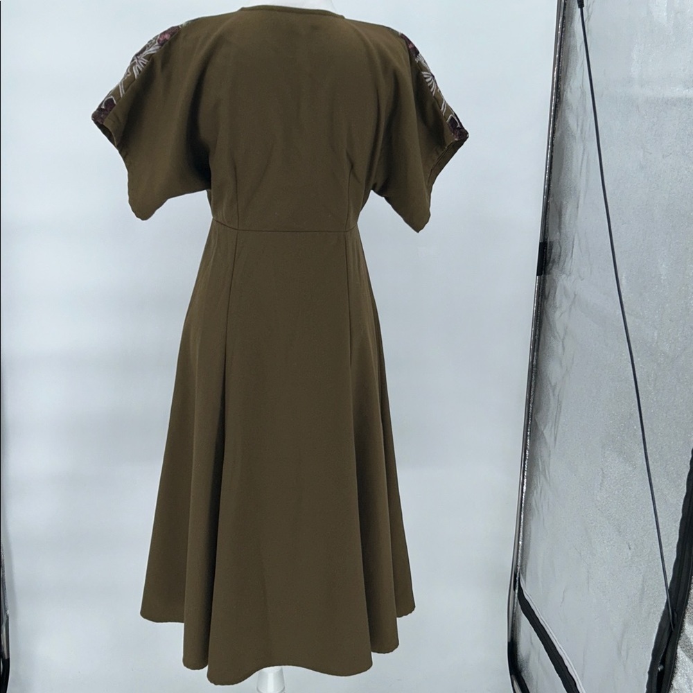 Hemant & Nandita Women’s Candida Olive Green Midi Dress Size 4 - Picture 4 of 11